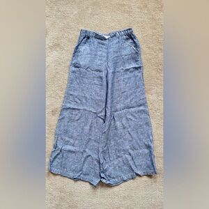 CP Shades Blue Wide-Leg Linen Palazzo Pants